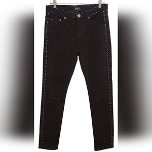 Boohoo Man Premium Black Slim Fit Stud Detail Jeans